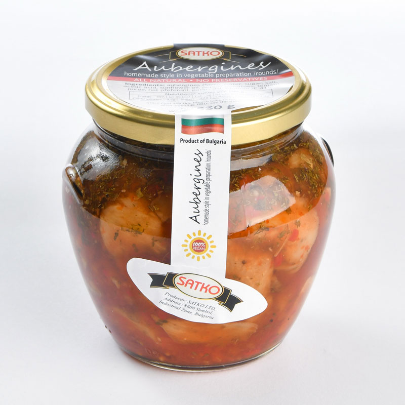Fried eggplant homemade style in sweet-piquant sauce “Adjika”