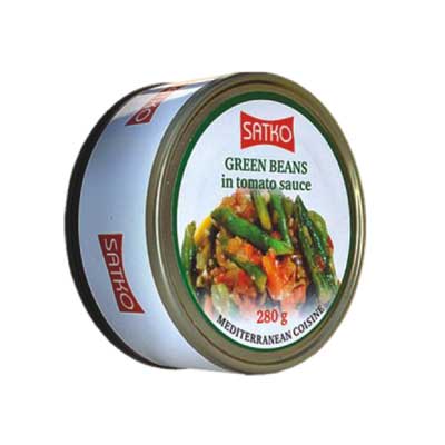 Haricots verts en sauce de tomates